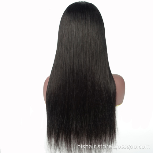 4x4 Front Lace Wig Straight Brazilian Real Hair Wig Suitable for Women 150% Density Pre-connected Elastic Band Natural Color
